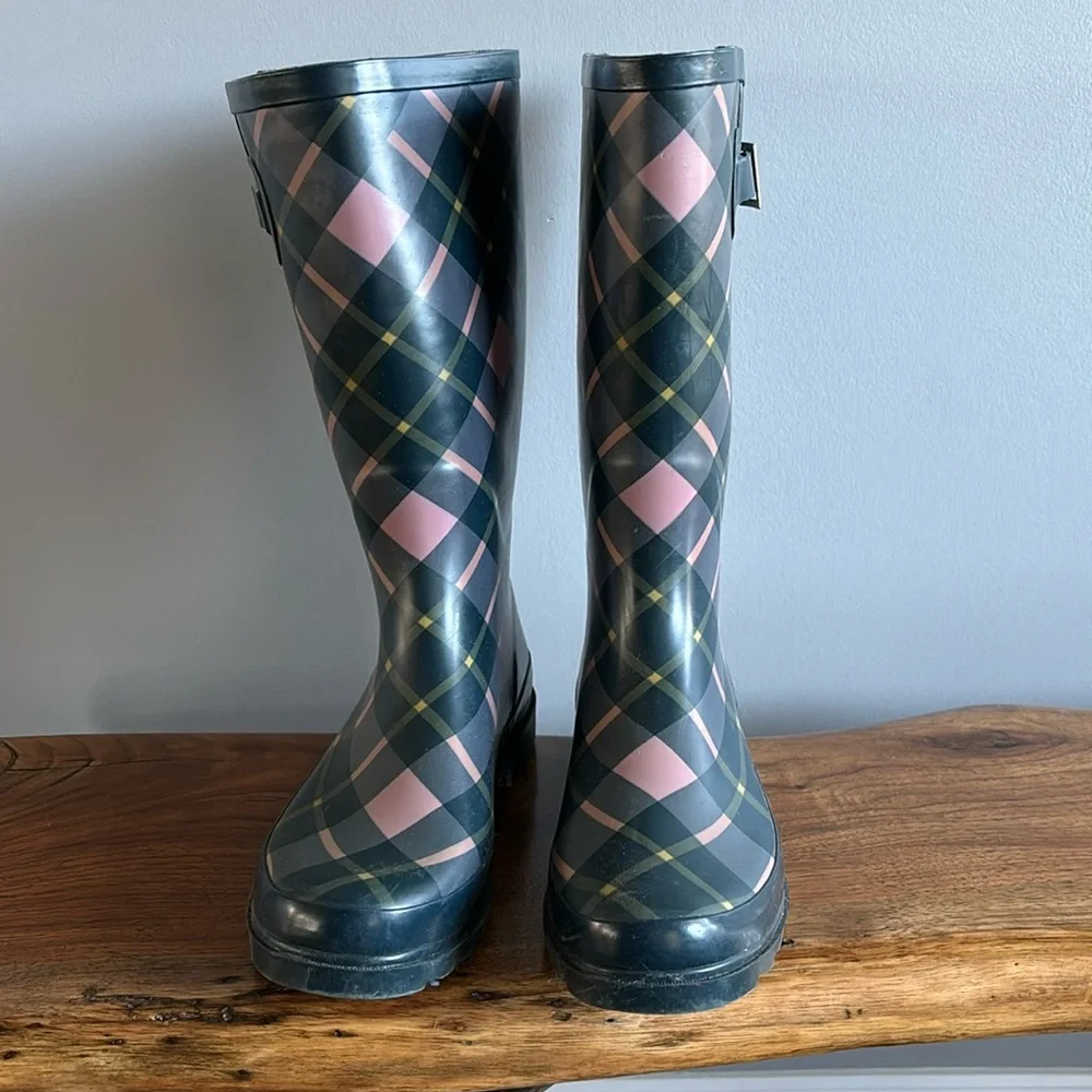 Bit & Bridle plaid rubber boots